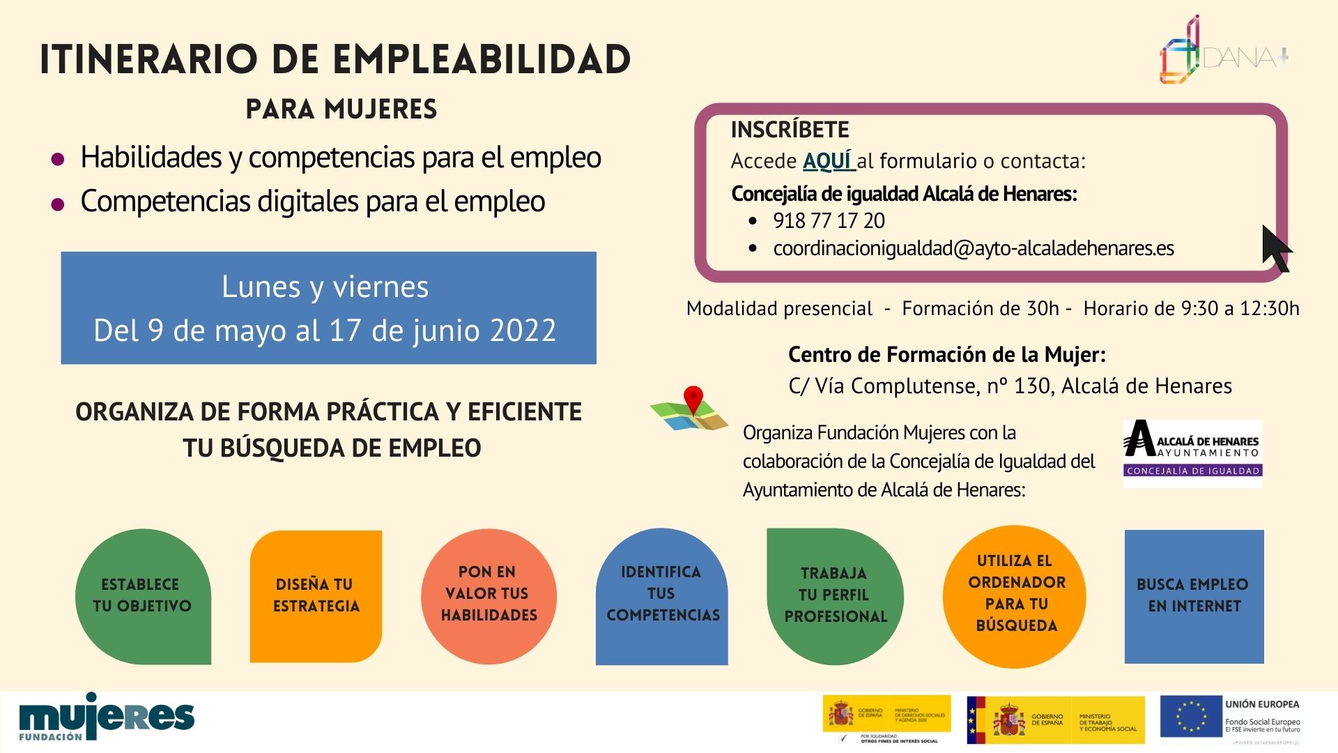 Abierto el de inscripción para los talleres de Mujeres el Empleo” - Ayuntamiento de Alcalá de Henares %