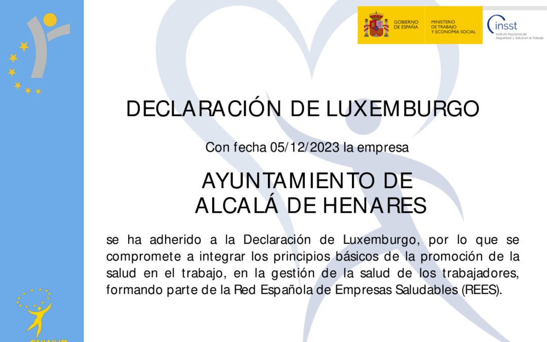 El Ayuntamiento de Alcalá de Henares se adhiere a la Red Española de Ciudades Saludables
